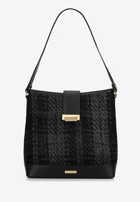 Wittchen Damen-Tasche aus Bouclé-Stoff, Schwarz, Polyester