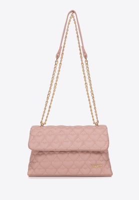 Wittchen Mini-Handtasche für Damen, gesteppt mit Herzen, rosa Öko-Leder