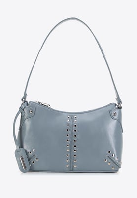Wittchen Damen-Schultertasche mit Nieten, blau, Öko-Leder