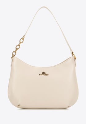 Wittchen Damen-Schultertasche aus Leder mit Kette, Creme, Naturleder