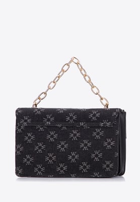 Wittchen Damen-Umhängetasche aus Denim mit Monogramm, schwarz