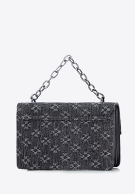Wittchen Damen Monogramm Denim Messenger Bag Klein Grau Baumwolle