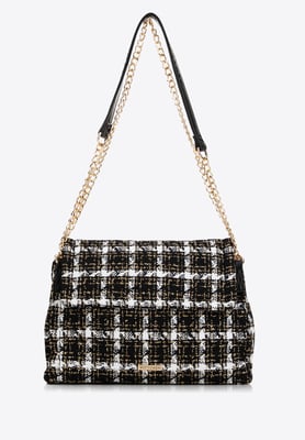 Wittchen Damen Bouclé Messenger Bag aus schwarzem und weißem Polyester