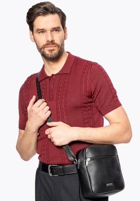 Wittchen Herren-Umhängetasche, klein, aus schwarzem Öko-Leder