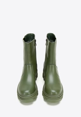 Wittchen Damen-Plateau-Stiefel aus Leder, Grün, Naturleder