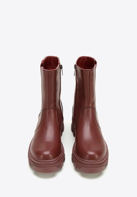Wittchen Damen-Chelsea-Boots aus Leder mit Plateau, Kirschrot, Naturleder