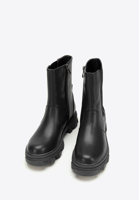 Wittchen Damen-Plateau-Stiefel aus Leder, Schwarz, Naturleder
