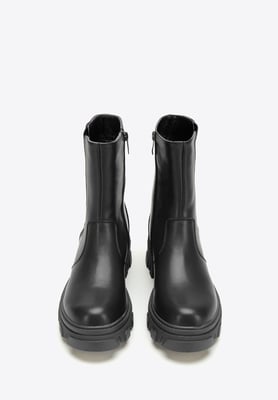 Wittchen Damen-Plateau-Stiefel aus Leder, Schwarz, Naturleder