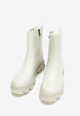 Wittchen Damen-Chelsea-Boots aus Leder mit grau-beigem Plateau
