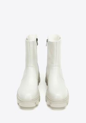 Wittchen Damen-Chelsea-Boots aus Leder mit grau-beigem Plateau