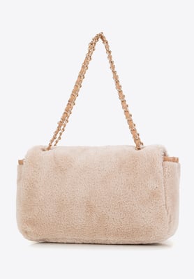 Wittchen Damen-Umhängetasche mit Fellbesatz, Creme, cremefarbenes Polyester