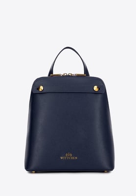 Wittchen Damen-Lederrucksack, trapezförmig, marineblau, Naturleder