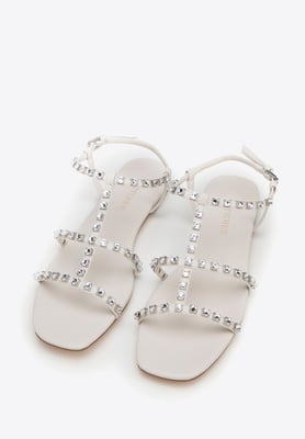 Wittchen Damen-Ledersandalen mit Kristallen, Creme, Naturleder