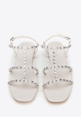 Wittchen Damen-Ledersandalen mit Kristallen, Creme, Naturleder