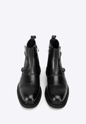 Wittchen Herren-Chelsea-Boots aus Leder mit Krokodilleder-Einsätzen, Schwarz
