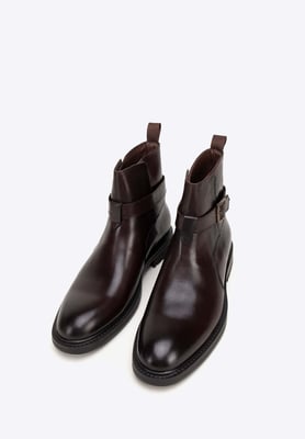 Wittchen Herren-Chelsea-Boots aus Leder mit Schnalle, Braun, Naturleder