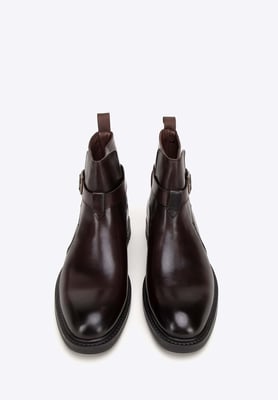 Wittchen Herren-Chelsea-Boots aus Leder mit Schnalle, Braun, Naturleder