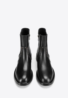 Wittchen Damen-Chelsea-Boots aus Leder mit Ziernieten, schwarz, Naturleder