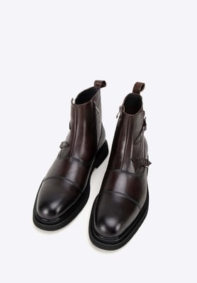 Wittchen Herren-Chelsea-Boots aus Leder mit Krokodilleder-Einsätzen, Braun