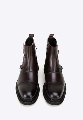 Wittchen Herren-Chelsea-Boots aus Leder mit Krokodilleder-Einsätzen, Braun