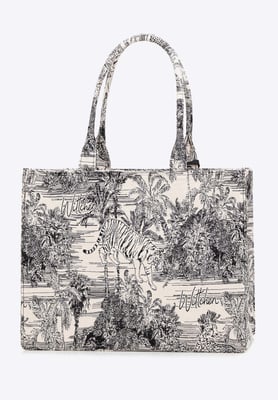 Wittchen Damen-Einkaufstasche mit Jacquardmuster, schwarz und creme