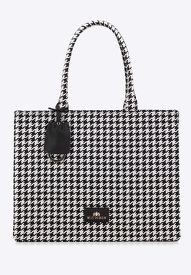 Wittchen Damen-Einkaufstasche aus Baumwolle mit Jacquardmuster, schwarz-weiß