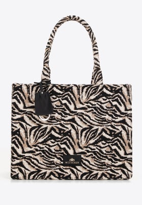 Wittchen Damen-Einkaufstasche mit Jacquardmuster aus schwarzer und brauner