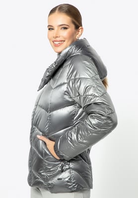 Wittchen Damen-Steppjacke aus silberfarbenem Nylon mit Zickzackmuster