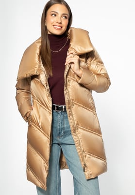 Wittchen Damen-Daunenjacke mit Stehkragen, goldfarbenes Nylon
