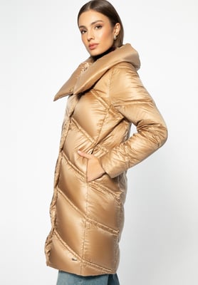 Wittchen Damen-Daunenjacke mit Stehkragen, goldfarbenes Nylon