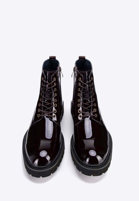 Wittchen Herren-Kampfstiefel aus Lackleder, bordeauxrot