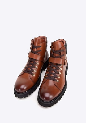Wittchen Herren-Lederstiefel mit Schnalle, braunes Naturleder