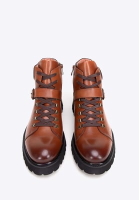 Wittchen Herren-Lederstiefel mit Schnalle, braunes Naturleder