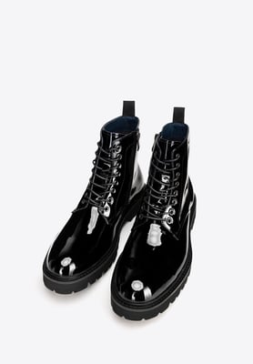 Wittchen Herren-Kampfstiefel aus Lackleder, schwarz