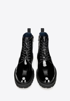 Wittchen Herren-Kampfstiefel aus Lackleder, schwarz