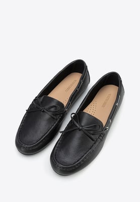 Wittchen Damen-Ledermokassins mit Riemen, schwarzes Naturleder
