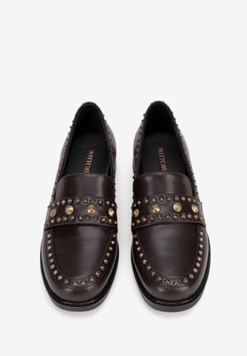 Wittchen Damen-Lederslipper mit Ziernieten, braunes Naturleder