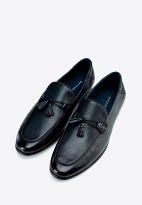 Wittchen Herren-Lederslipper mit Quaste, Marineblau, Naturleder