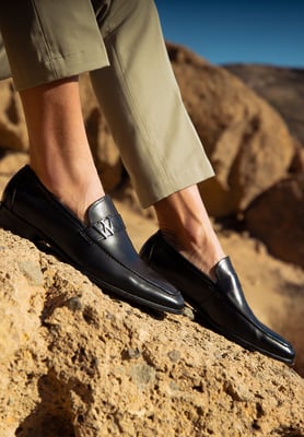 Wittchen Herren-Mokassins aus echtem Leder mit Metalllogo, schwarz