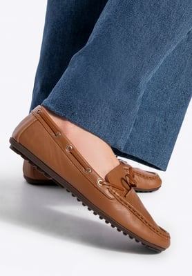 Wittchen Damen-Ledermokassins mit Riemen, Braun, Naturleder