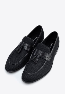 Wittchen Herren-Quastenslipper, schwarz, Echtleder