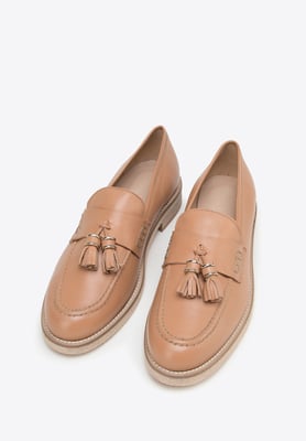 Wittchen Damen-Lederslipper mit Quasten, Beige, Naturleder