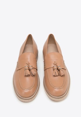 Wittchen Damen-Lederslipper mit Quasten, Beige, Naturleder
