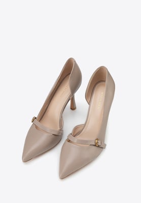 Wittchen Damen-Pumps aus Leder mit Riemen, Beige, Naturleder