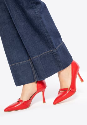 Wittchen Damen-Pumps aus rotem Leder mit Riemen