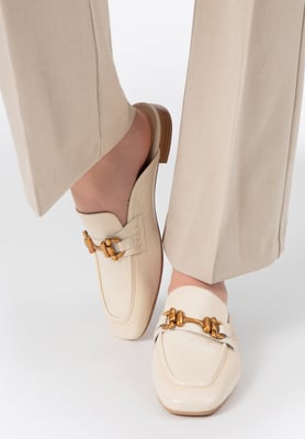 Wittchen Damen-Lederslipper mit offener Ferse, Beige, Naturleder
