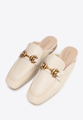 Wittchen Damen-Lederslipper mit offener Ferse, Beige, Naturleder