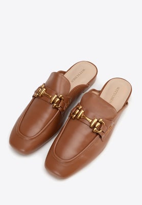 Wittchen Damen-Slipper aus braunem Echtleder mit offener Ferse