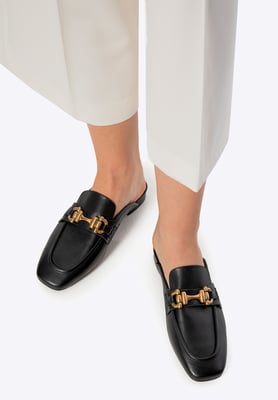 Wittchen Damen-Slipper aus Leder mit offener Ferse, Schwarz, Naturleder