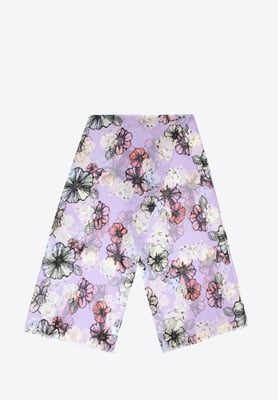 Wittchen Damenschal mit zartem Blumenmuster, cremefarben und lila, Polyester